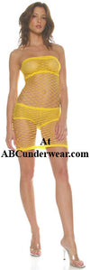 Net Tube Dress with Hotpants & Tube Top Lining-Music Legs-ABC Underwear