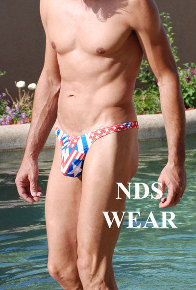 Patriotic Zipper Thong Swimwear for Men - BLOWOUT SALE