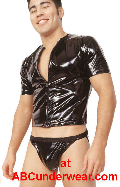 Pleather Zipper T-Shirt