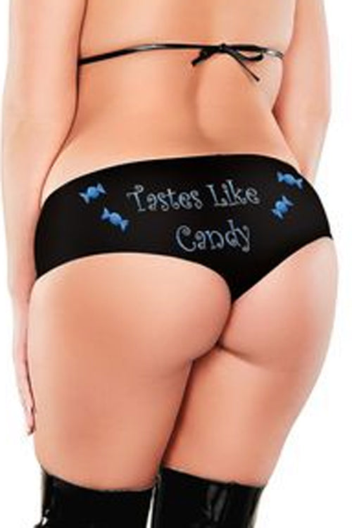 Plus Size Boy Shorts Tastes like candy - Black Clearance