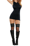 Plus Size Midnight Bound Halter Dress & G-string - Black-Magic Silk-ABC Underwear