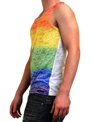 Rainbow Burn-out Men's Tank Top - BLOWOUT SALE!