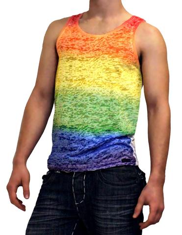 Rainbow Burn-out Men's Tank Top - BLOWOUT SALE!