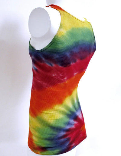 Rainbow Mens Tie Die Sunset Adult Fitted Ribbed Tank Top - BLOWOUT SALE!