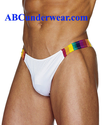 Rainbow Sidestripe Bikini Clearance-Male Power-ABC Underwear