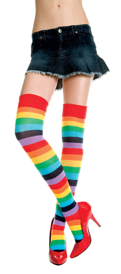 Rainbow Stripes Multi Color Thigh Hi