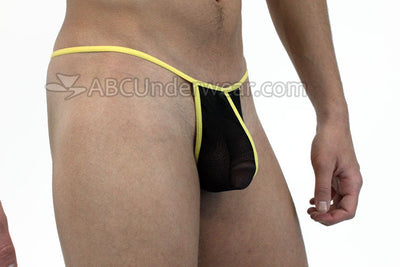 Rave Black Mesh Contrast Men's G-String - BLOWOUT SALE!