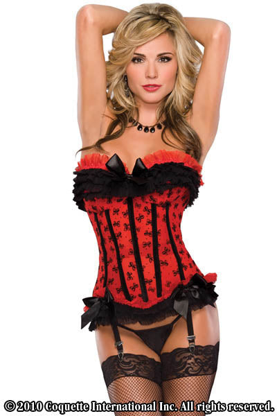 Red & Black Bow Mesh Corset