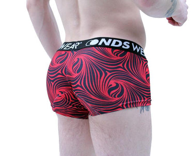 Red Black Cappuccino Stripes Men's Short Trunk Underwear by NDS Wear-NDS Wear-ABC Underwear