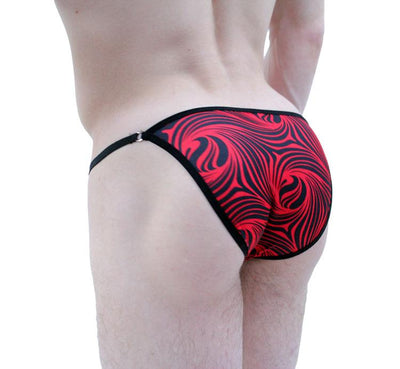 Red Black Cappuccino Stripes String Brief Underwear by NDS Wear-NDS WEAR-ABC Underwear