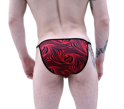 Red Black Cappuccino Stripes String Brief Underwear by NDS Wear-NDS WEAR-ABC Underwear