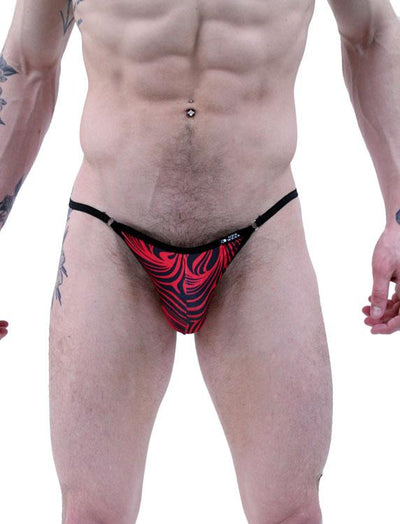 Red Black Cappuccino Stripes String Brief Underwear by NDS Wear - BLOWOUT SALE!