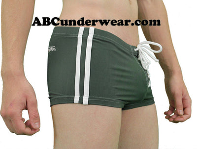 Rex Ribbed Side Stripe Lace-up Shorts -Closeout-Jocko-ABC Underwear