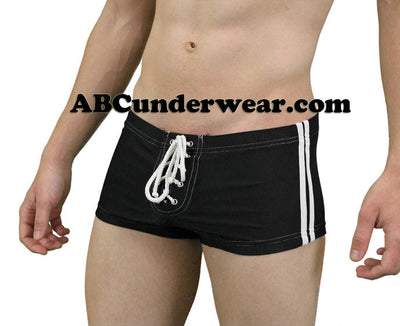 Rex Ribbed Side Stripe Lace-up Shorts -Closeout-Jocko-ABC Underwear