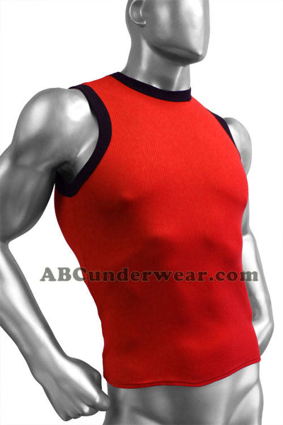 Ribbed Cotton Contrast Mens Muscle Shirt - BLOWOUT SALE!