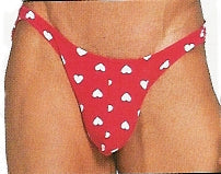 Romantic Red Thong Embellished with Hearts