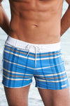 Royal Blue Italian Plaid Sauvage Retro Swim Trunk-Sauvage-ABC Underwear
