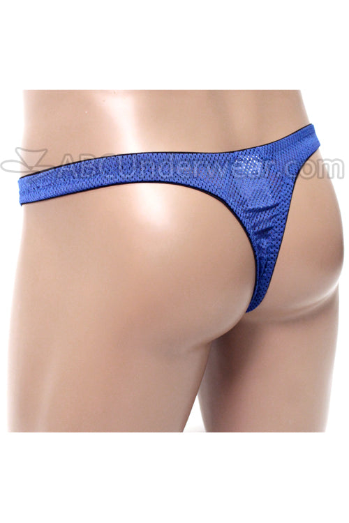 Royal Blue Men's Sporty Mesh Pouch Thong Underwear