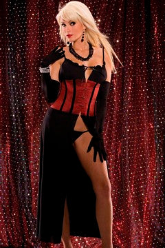 Satin Gown with Front Busk Closure