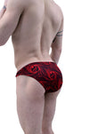 Seductive Red Black Cappuccino Stripes Men's Bikini-NDS Wear-ABC Underwear