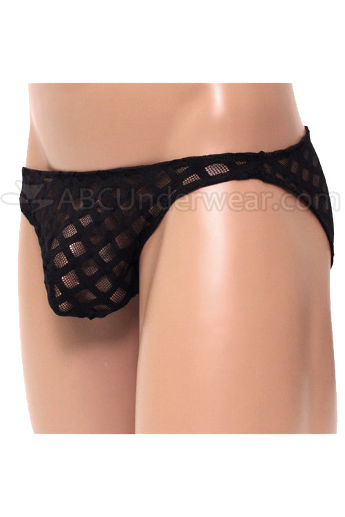 Sheer Mesh Peepshow Brief - Black -Clearance