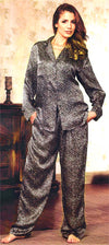 Silk Silver Leopard Pajama Top & Pant-Magic Silk-ABC Underwear