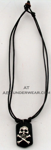 Skull Necklace/Choker on Double Leather Cord-ABCunderwear.com-ABC Underwear