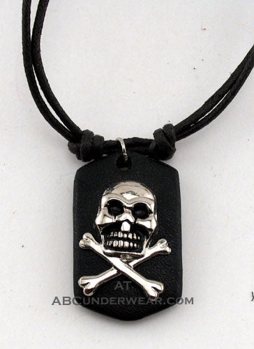 Skull Necklace/Choker on Double Leather Cord