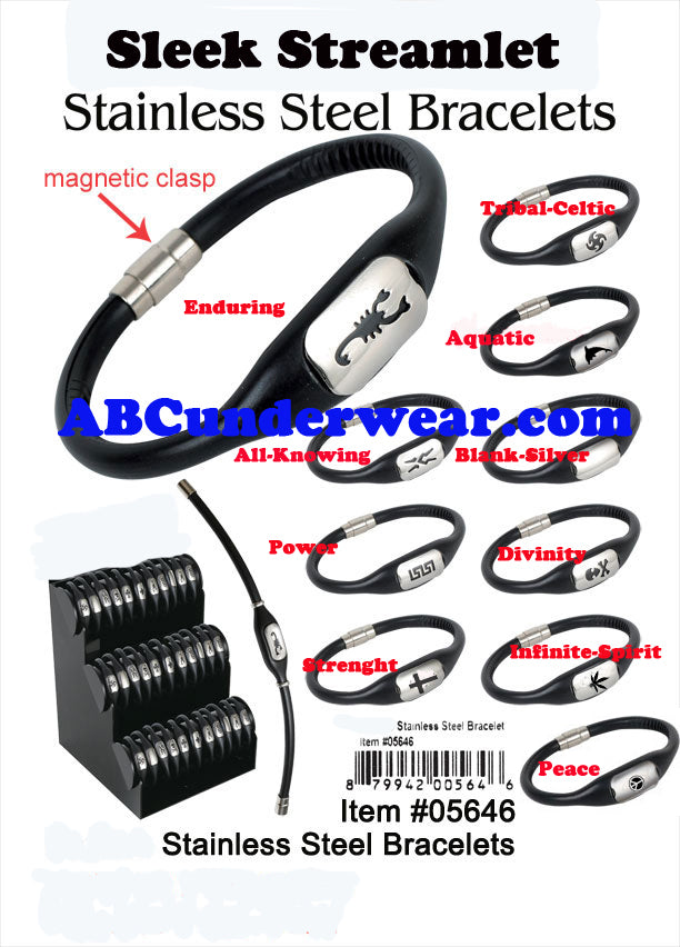 Sleek Streamlet Stainless Steel & Silicone Bracelet
