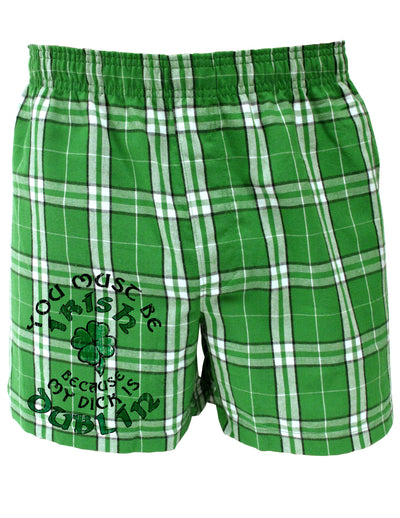 St Patricks Day Fun Kelly Green Plaid Printed Boxers-TooLoud-ABC Underwear