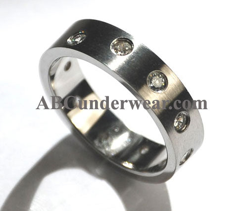 Stainless Steel Cubic Zirconia Stone Ring