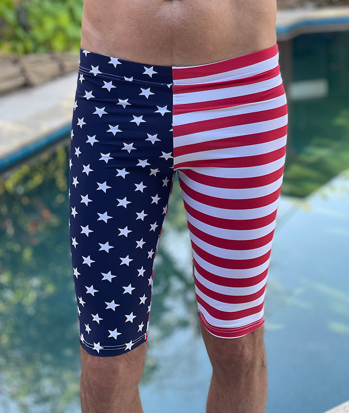 Stars and Stripes American Flag Jammer Swimsuit by Neptio