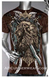 Stone Print Lion & Sword T-Shirt - Clearance Medium-T2G SHIRTS-ABC Underwear