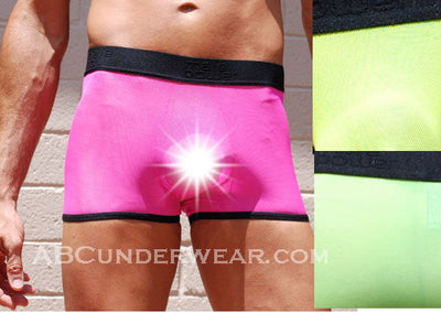 Stunning Sheer Neon Pouch Short -Closeout-Male Power-ABC Underwear