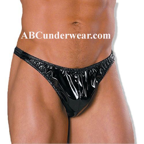 Stylish Black Patent Men's Thong: Elevate Your Wardrobe with Sophistication