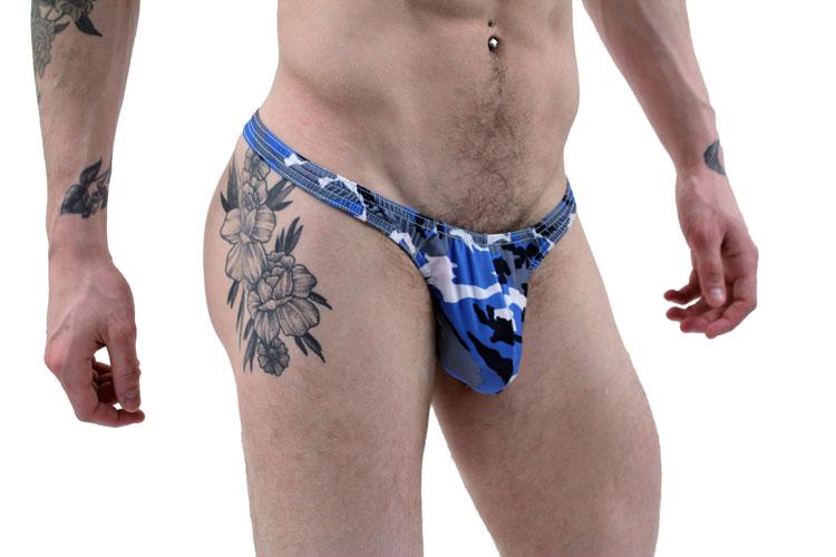 Stylish Blue Camo Thong for Men - Enhance Your Underwear Collection