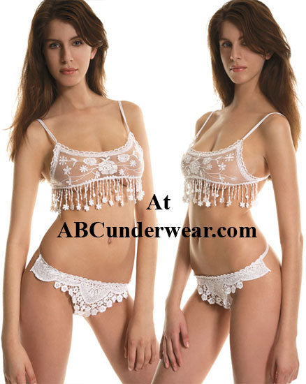 Stylish Embroidered Top with Coordinating Thong