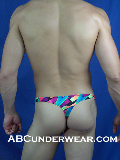Stylish Graphic Art Thong Swimsuit for Fashion-forward Beach Enthusiasts-Male Power-ABC Underwear