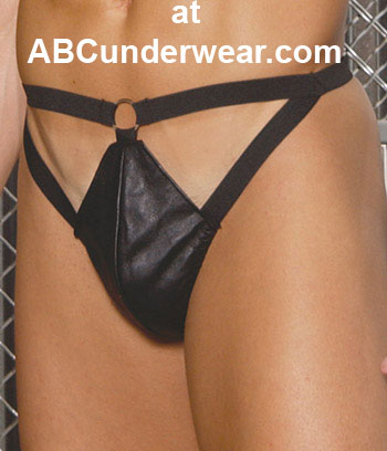 Stylish Men's Leather Thong featuring Exquisite Cutout Design-ABCunderwear.com-ABC Underwear