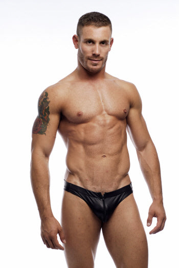 Stylish Pleather Zip Thong by Go Softwear