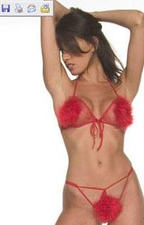 Stylish Women's Marabou Top and Thong Set for a Fashionable Look