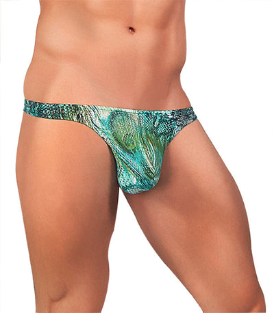 Stylish and Bold Men's Power Bong Thong with Peacock Strike Design-Male Power-ABC Underwear