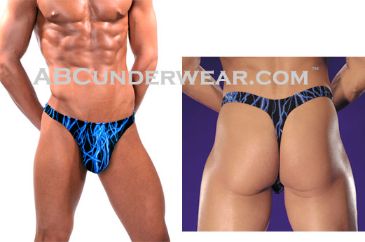 Stylish and Comfortable Men's Thong Swimsuit with Lightning Design