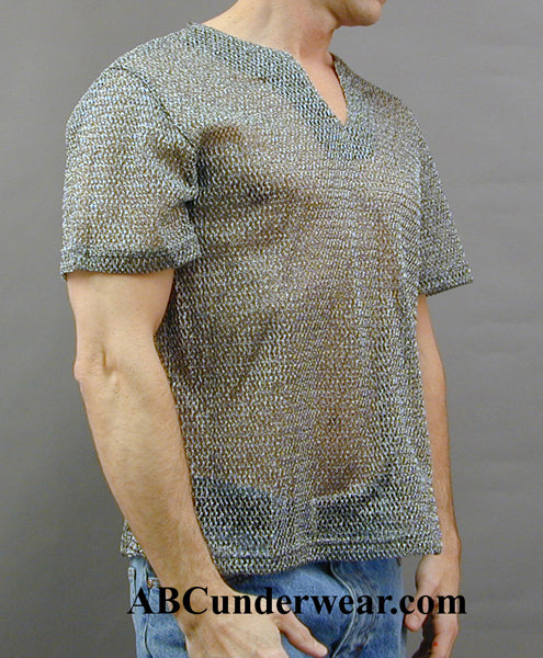Stylish and Contemporary Metal Mesh Keyhole Shirt for Fashion Enthusiasts