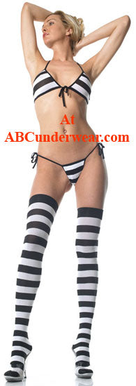 Stylish and Sensual Lingerie Set: String Top with Thong and Thigh Highs