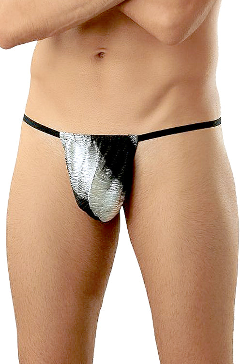 Textured Metallic Streak Mens Posing Strap G-String