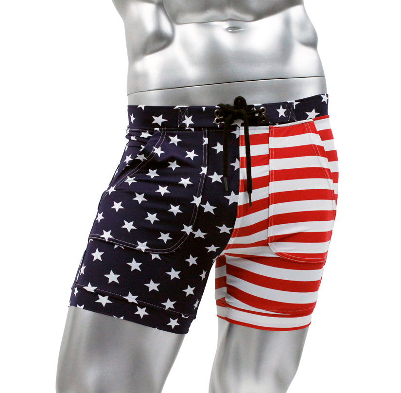 USA Flag Mens Sexy Swim Trunk Surf Short by NEPTIO® - ABC Underwear