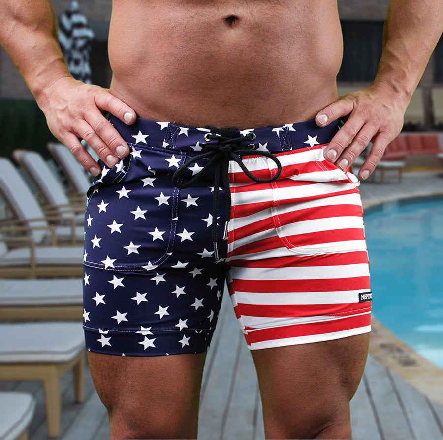 Men's Underwear , American Flag Print Cotton Boxer Briefs