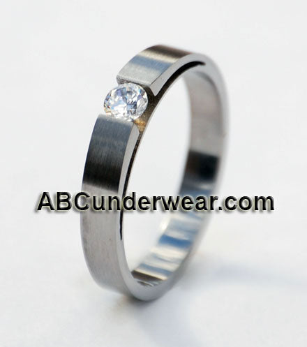 Unisex Stainless Steel Tension Ring with Cubic Zirconia