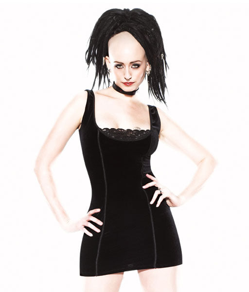 Velvet Dress w Loop Trim